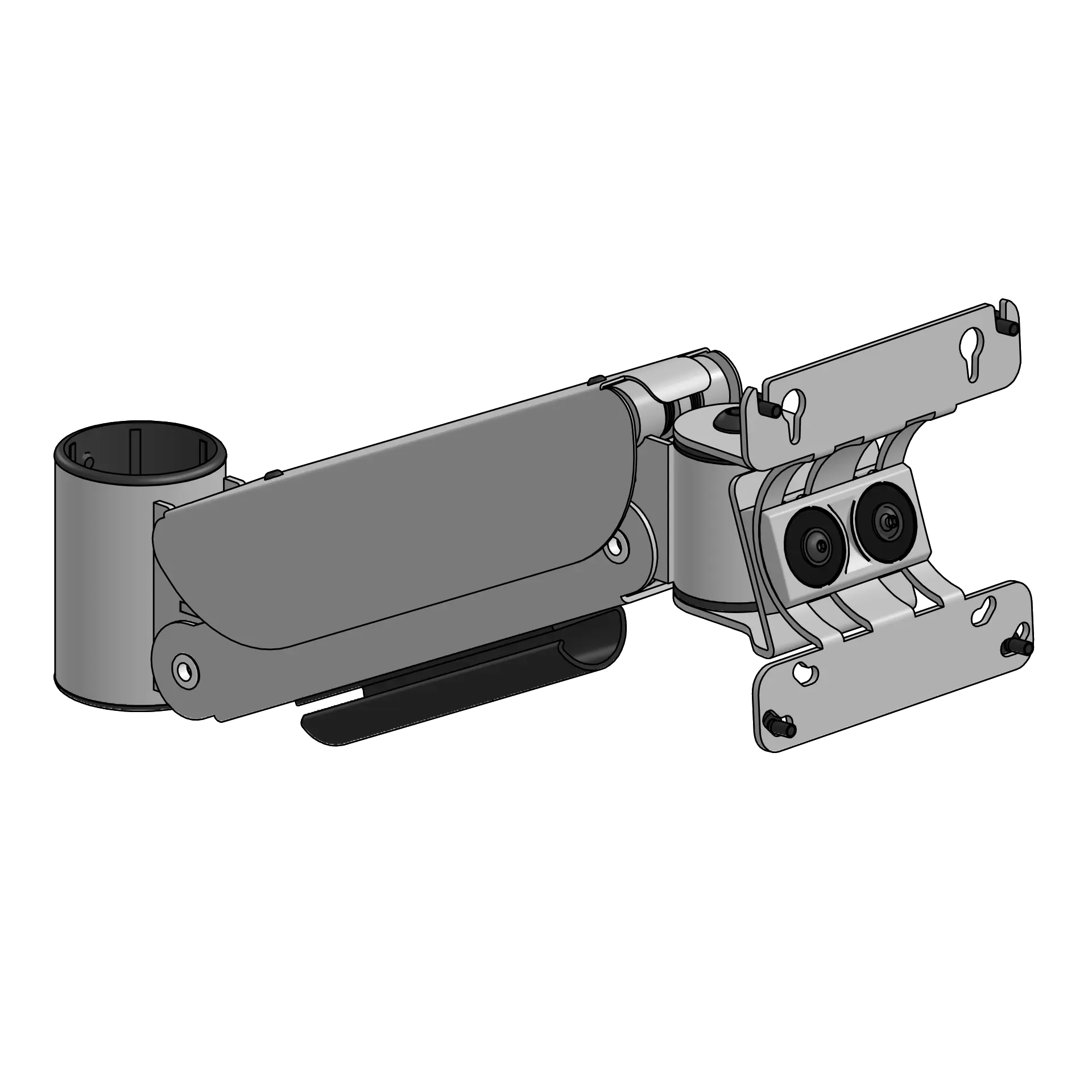 Höhenverstellbare Monitorhalterung für SpacePole SP2 Standrohre mit VESA 75/100 Halterung Typ ARC