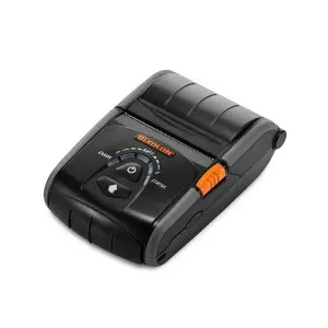 Mobiler Bixolon Bondrucker SPP-R200III mit WLAN & USB Anschluss, liegend von oben rechts in schwarz 