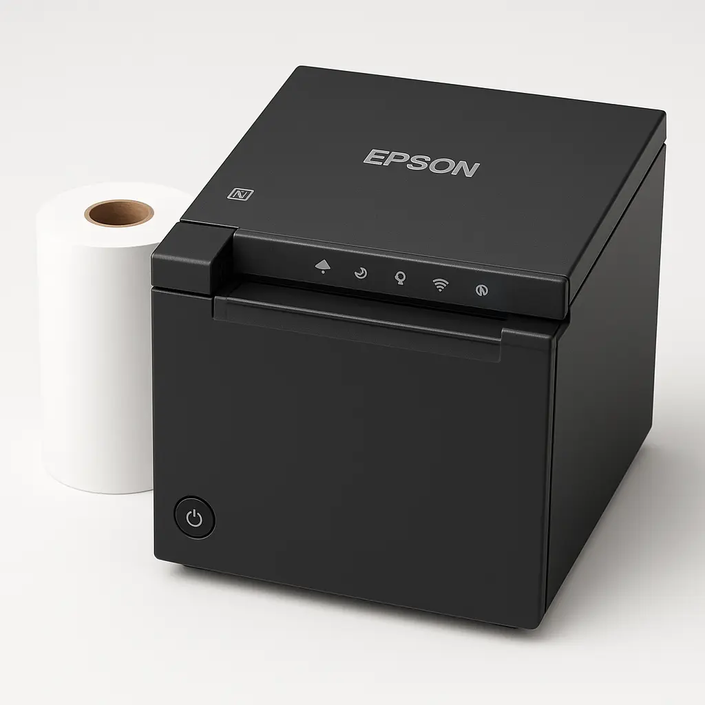Epson TM-T30III in Schwarz mit Rolle, mit KI schärfer gestellt
