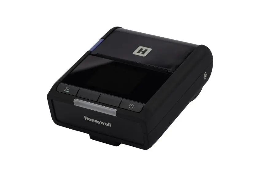Thermodirekt-Etikettendrucker LNX3 von Honeywell mit Bluetooth, USB & USB-C Anschlüssen in Schwarz von vorne rechts