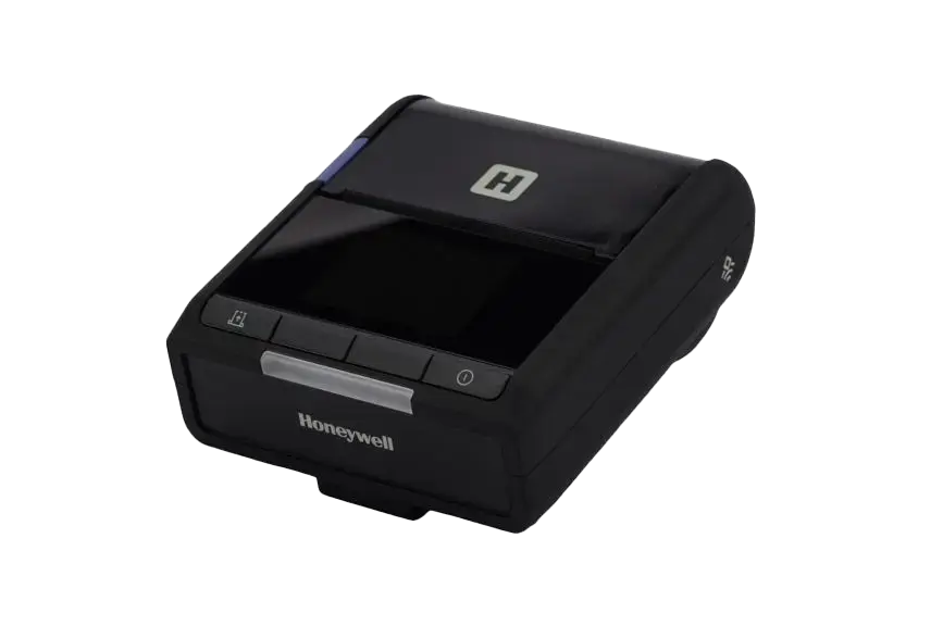 Thermodirekt-Etikettendrucker LNX3 von Honeywell mit Bluetooth, USB & USB-C Anschlüssen in Schwarz von vorne rechts