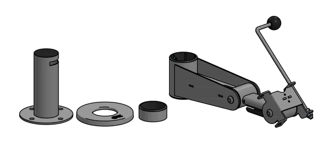 Barrierefreie Halterung mit SP1 120mm Pole Einzelteile