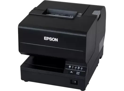 Tintenstrahldrucker TM-J7200 in Schwarz mit Ethernet & USB Anschlüssen von Epson für den POS von vorne rechts