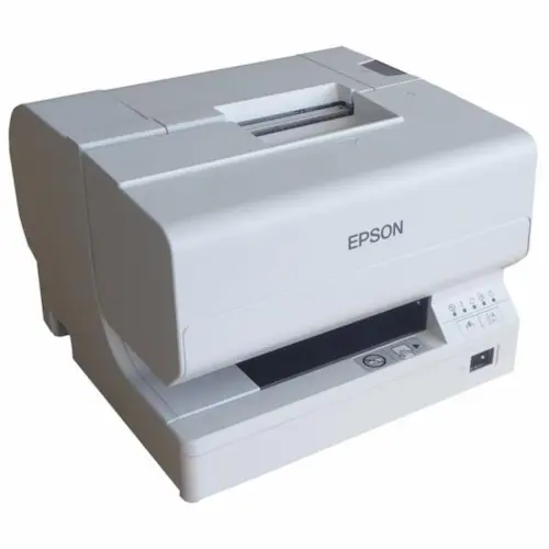 Tintenstrahldrucker TM-J7700 in Weiß mit Ethernet & USB Anschlüssen von Epson für den POS von vorne links