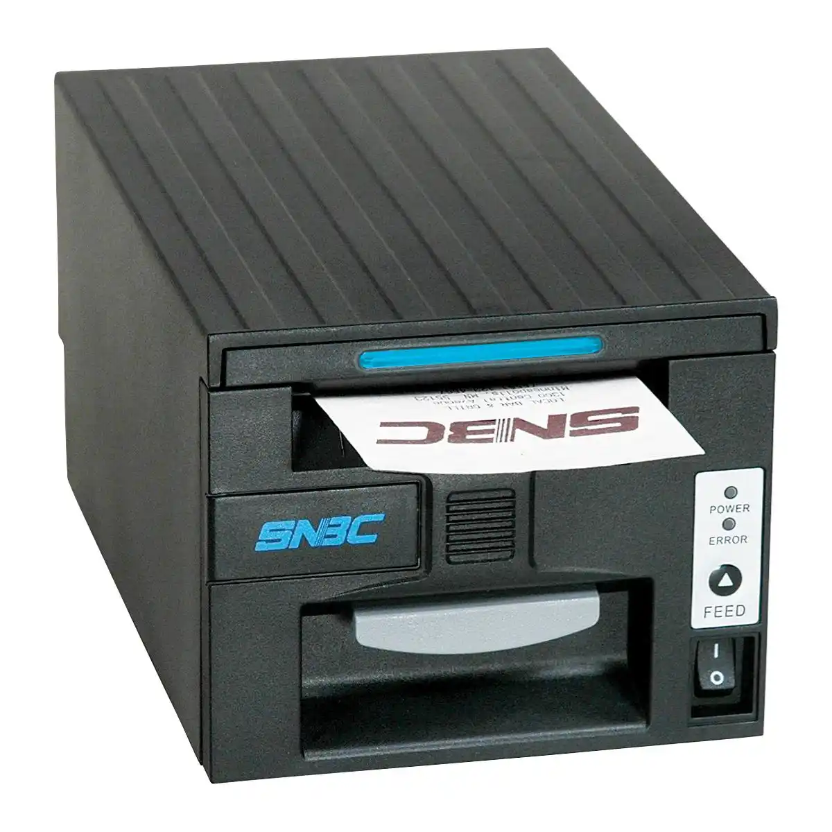 SNBC Bondrucker BTP-R681 mit seriellem, USB & Ethernet Anschlüssen in schwarz von vorne links