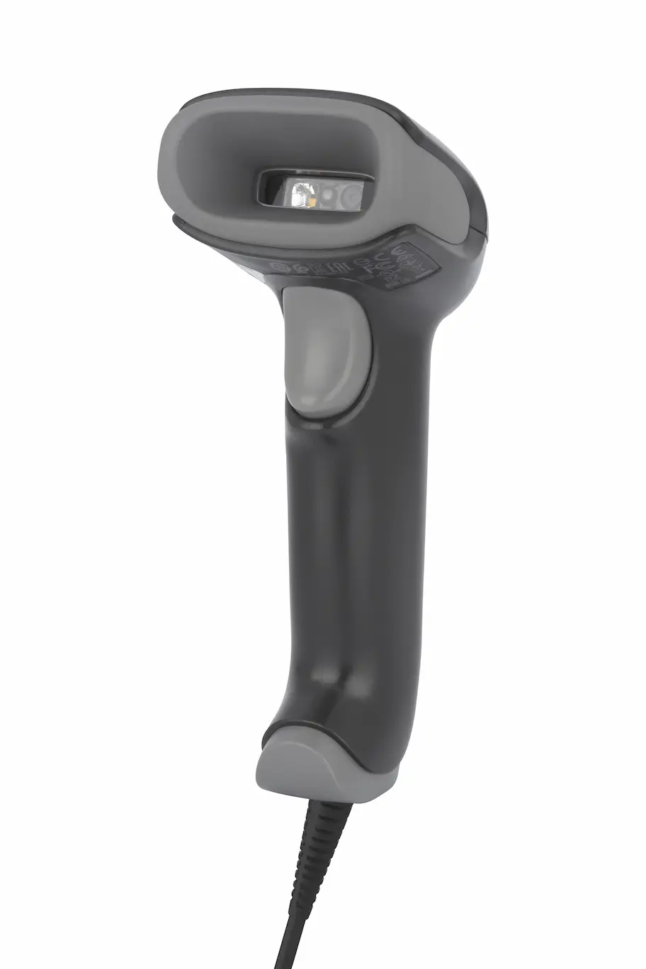 Moderner 2D-Area_imaging-Handscanner Voyager 1470g von Honeywell mit USB-Kit (Anschluss und Kabel) & Pistolengriff in schwarz von rechts