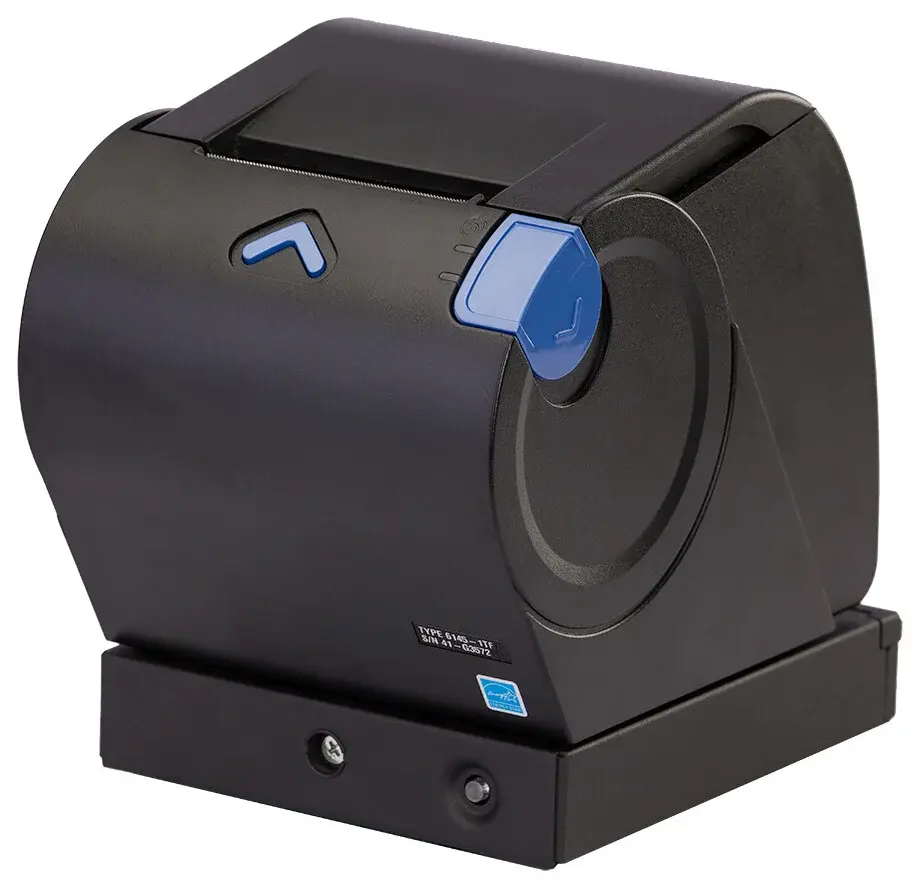 Thermodirekt Bondrucker von Toshiba: TCxPrinter 6145-1TN in Schwarz mit USB und powered-USB in Schwarz von vorne rechts