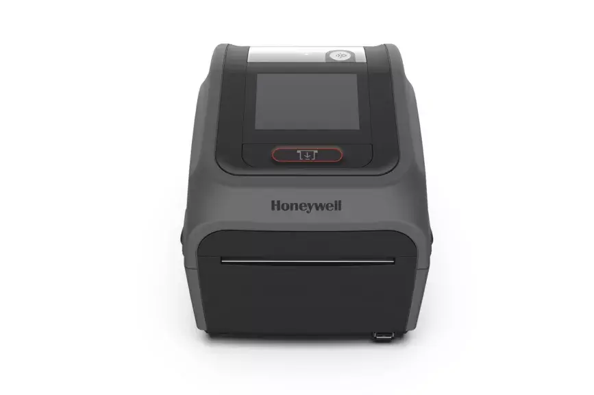 Thermodirekt-Etikettendrucker PC45D von Honeywell mit USB & Ethernet Anschluss und LCD Display in Schwarz von hinten