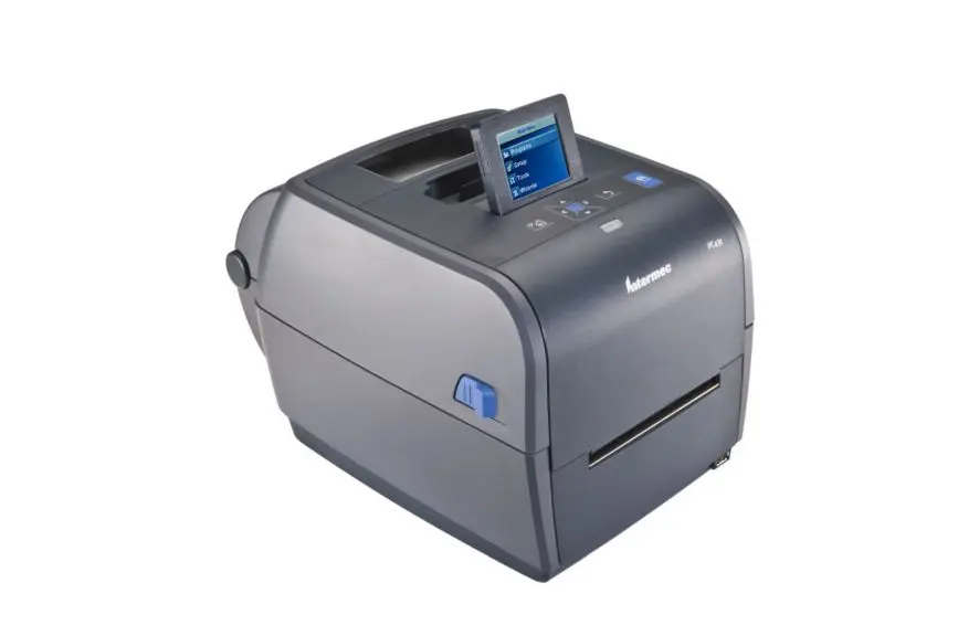 Thermotransfer-Etikettendrucker PC43T von Honeywell mit USB Anschluss & LCD Display in Schwarz von vorne links