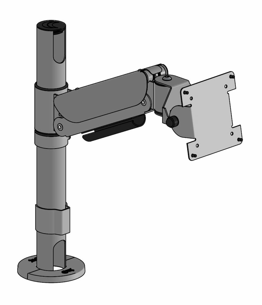 SpacePole Standrohr 400mm mit höhenverstellbarem VESA-Arm 75/100 - Technische Zeichnung