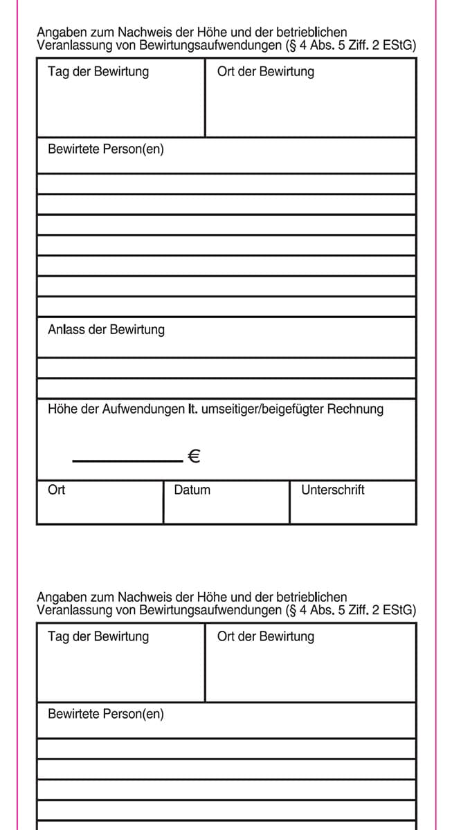 Bewirtungstext (Rückseite)
